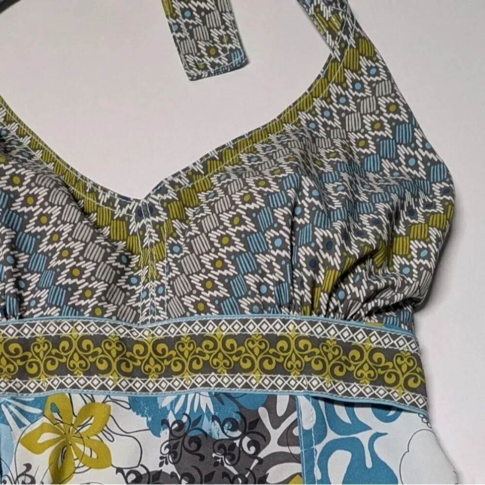 Athleta Halter Dress Womens Size 4 Floral Sundress Travel Hiking Smocking Pack - Picture 10 of 12